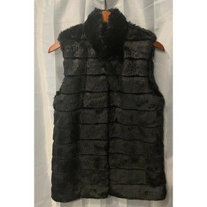 Talbots Faux Fur Women's Size XS Sleeveless Black Hook Closure Sweater Vest
